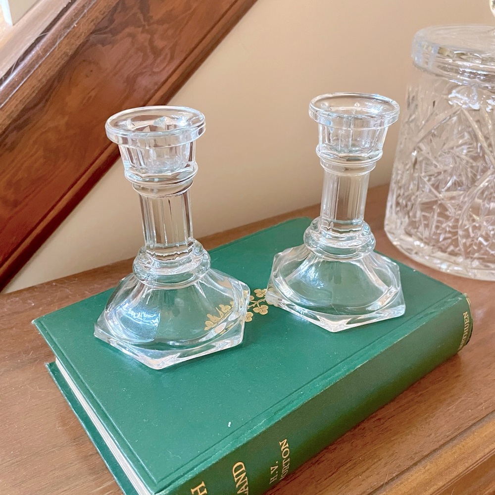 Vintage FTDA Glass Candlesticks | Perfect Condition